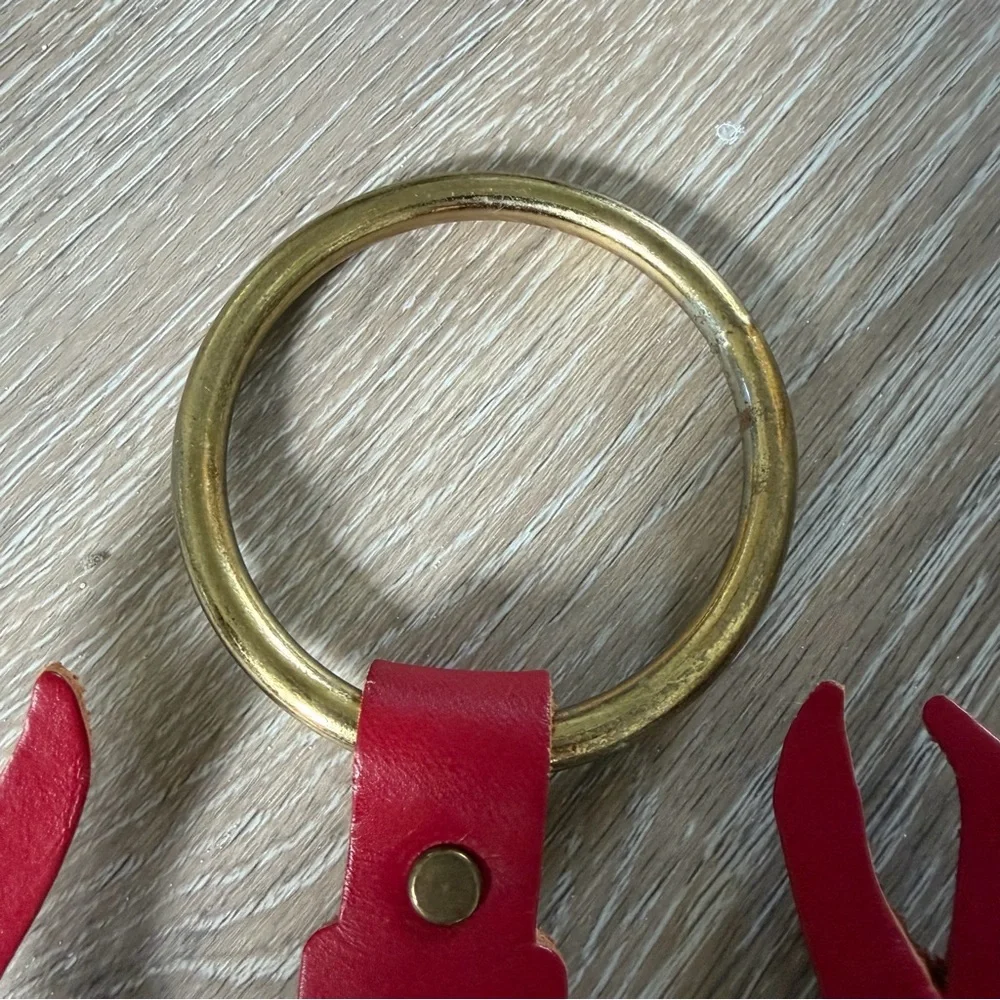 Leather Red Lobster Door Hanger with Bells